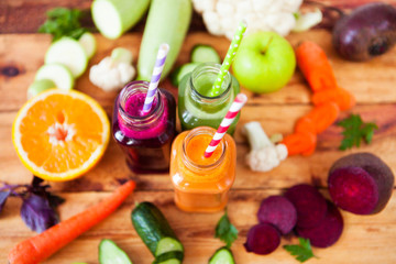 Various Freshly Squeezed Vegetable Juices for Detox