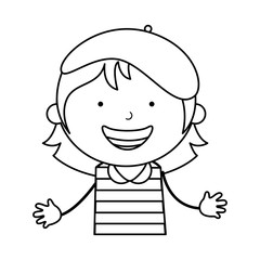french little girl character vector illustration design