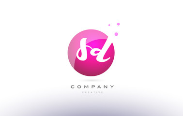 sd s d  sphere pink 3d hand written alphabet letter logo
