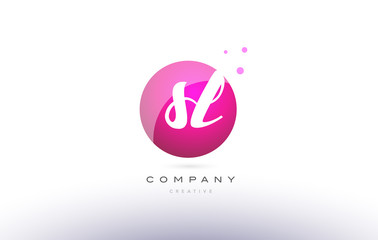 sl s l  sphere pink 3d hand written alphabet letter logo