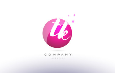 tk t k  sphere pink 3d hand written alphabet letter logo