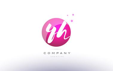 Fototapeta premium yh y h sphere pink 3d hand written alphabet letter logo
