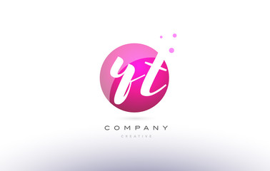 Fototapeta premium yt y t sphere pink 3d hand written alphabet letter logo