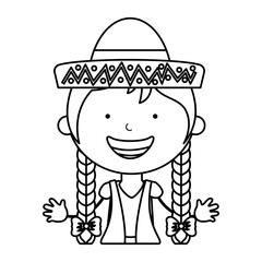 mexican little girl character vector illustration design