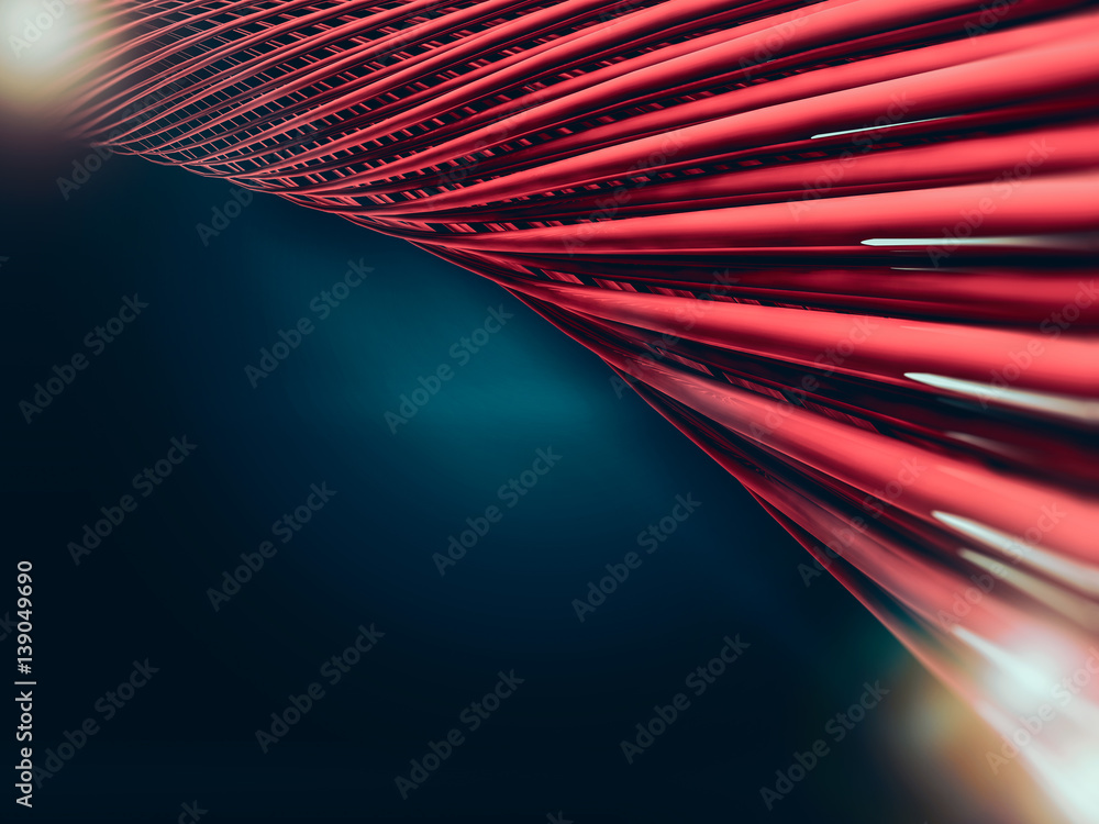 Aufkleber abstract red shapes on dark background. 3d rendering.