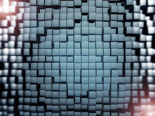 Abstract square dark background. 3D rendering