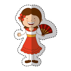 spanish little girl character vector illustration design
