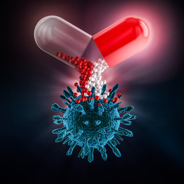Capsule for drug delivery. 3D rendering