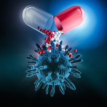 Capsule for drug delivery. 3D rendering