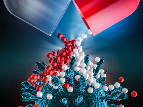 Capsule for drug delivery. 3D rendering