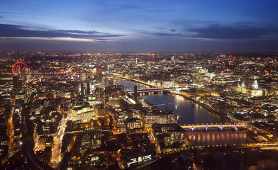 night view of Thames River in London