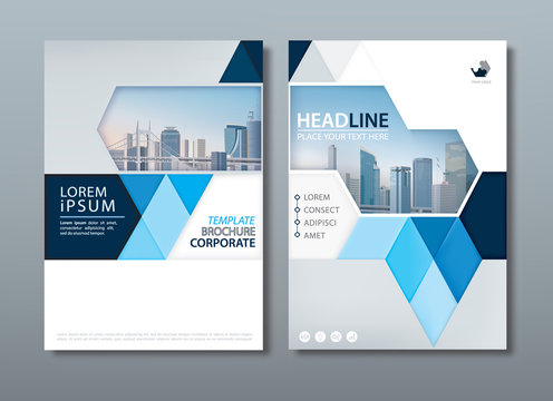 Blue annual report brochure flyer design template, Leaflet cover presentation, book cover, layout in A4 size