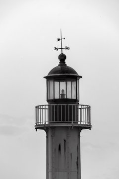 black and white view of the old lighthouse Burgas in Bulgaria