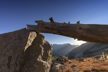 Canyon Sunset - The sun sets behind a granite canyon in the Sierra Nevada on the pacific crest trail.
