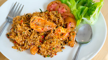 Tom Yum Fried Rice with Shrimp