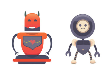 Cute Robots. Set robot vectoor illustration