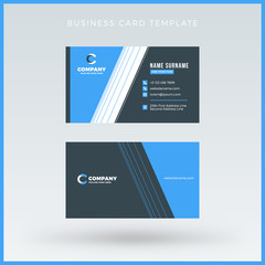 Double-sided Blue Business Card Template. Vector Illustration. Stationery Design