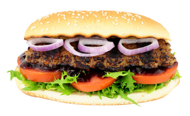 Rib Burger And Salad Sandwich