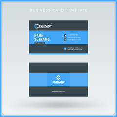 Double-sided Blue Business Card Template. Vector Illustration. Stationery Design