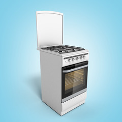 gas stove 3d render on blue background