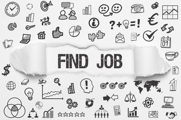 Find Job / weißes Papier mit Symbole