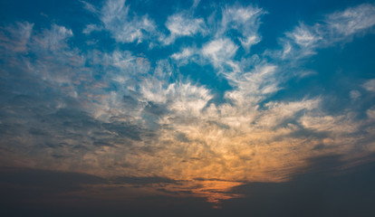sunset back lighting the clouds.