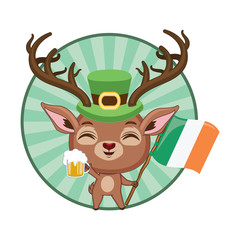 Cute red deer illustration with background