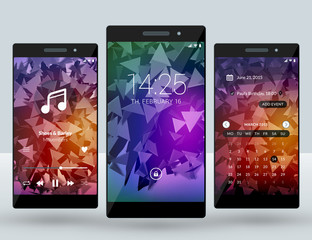 Mobile interface wallpaper design. Set of abstract vector backgrounds. Modern smartphone application interface elements