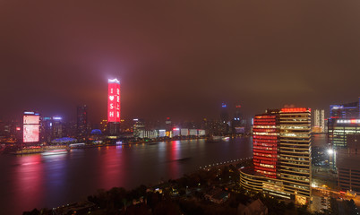 Modern urban nightscape,  the Bund,Shanghai,