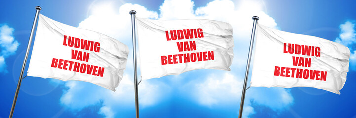 Ludwig van Beethoven, 3D rendering, triple flags