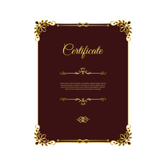 Dark red certificate with golden elements