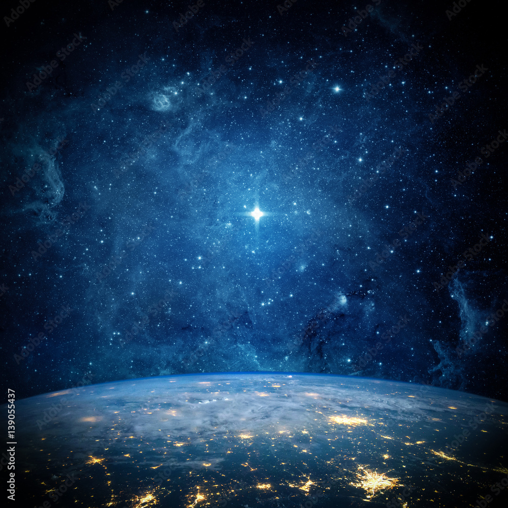 Canvas Prints earth and galaxy. elements of this image furnished by nasa.