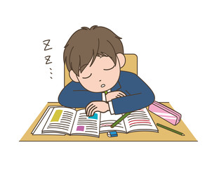居眠りをする男子生徒