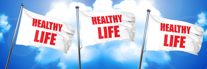 healthy life, 3D rendering, triple flags