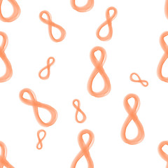 orange 8 eight numbers hand draw by watercolor isolated on bright background. Happy womans day seamless design pattern