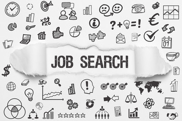 Job Search / weißes Papier mit Symbole