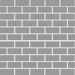 Brick stone wall background. Gray color texture. Rectangle shape. Flat design.