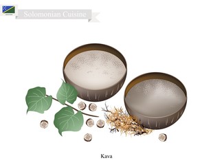 Kava Drink or Traditional Solomonian Herbal Beverage - obrazy, fototapety, plakaty