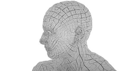 Digital man close up, isolated on white background, 3 d render