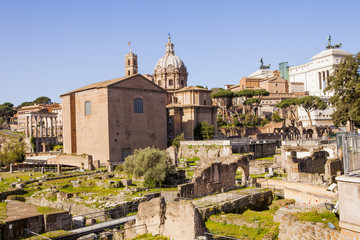 Fototapeta na wymiar Roman Forum, Rome's historic center, Italy