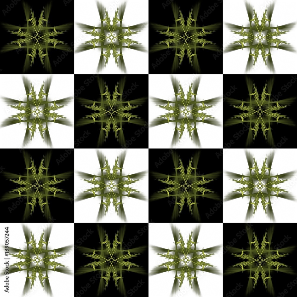 Poster texture with 3d rendering abstract fractal green pattern