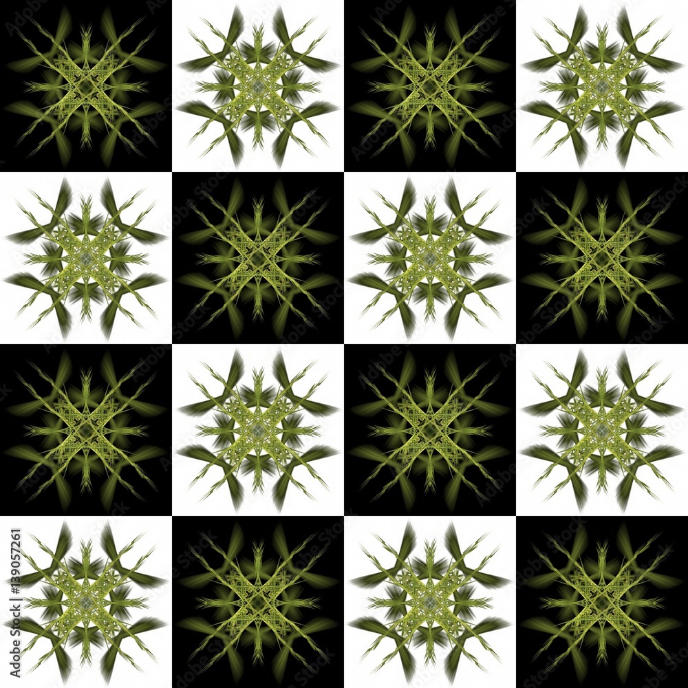Poster texture with 3d rendering abstract fractal green pattern