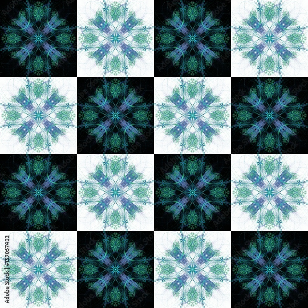 Poster texture with 3d rendering abstract fractal blue pattern