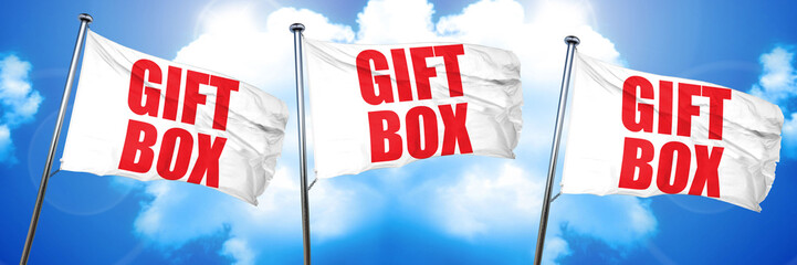 gift box, 3D rendering, triple flags
