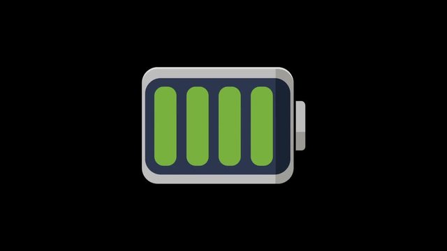Flat style battery icon charging and sound wave of digital equalizer, motion graphic animation.