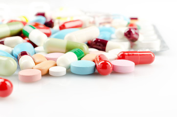 Medicine. Multicolored Pills and Capsules