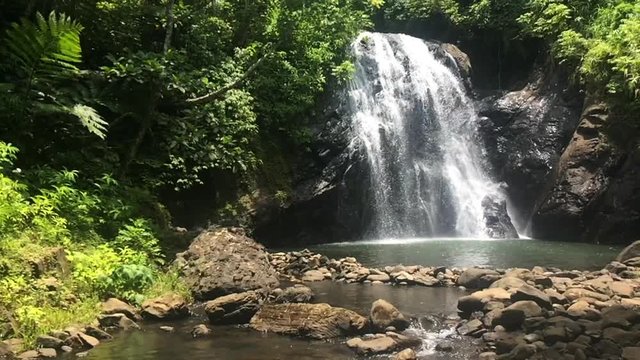 FJ 198 Slow motion of Vuadomo Waterfall Vanua Levu Island Fiji