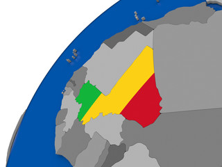 Mali with flag on political globe