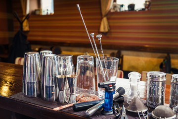 Bartender tools on bar