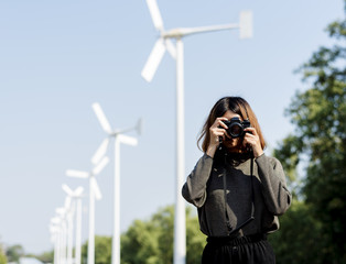 Girl with Glasses Taking Photos Camera